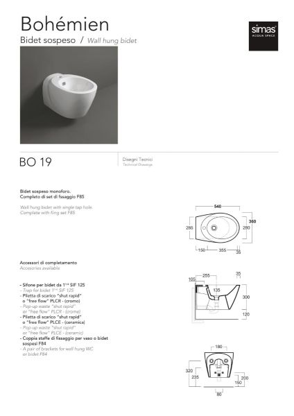 Set Sanitari Sospesi Coprivaso Ammortizzato Design Bohémien CERAMICHEMIRANDA