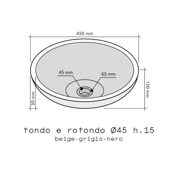 Lavabo Appoggio Ø 45X15 H Marmo Beige Design Tondo Levigato CERAMICHEMIRANDA