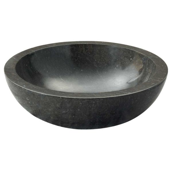 Lavabo Appoggio Marmo Nero Ø 45X15 H Design Tondo Levigato CERAMICHEMIRANDA