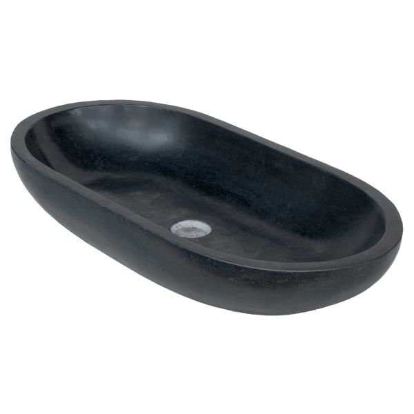 Lavabo Appoggio Marmo Basalto Nero Ovale 35X70 CERAMICHEMIRANDA