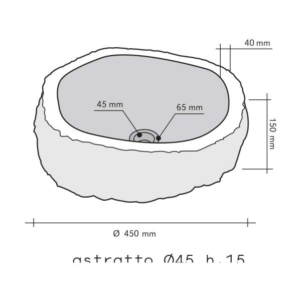 Lavabo Appoggio Ø 45X15 H Marmo Nero Design Astratto CERAMICHEMIRANDA