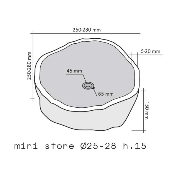 Lavabo Appoggio Ø 25/28X15 H Marmo Effetto Pietra Mini Stone CERAMICHEMIRANDA