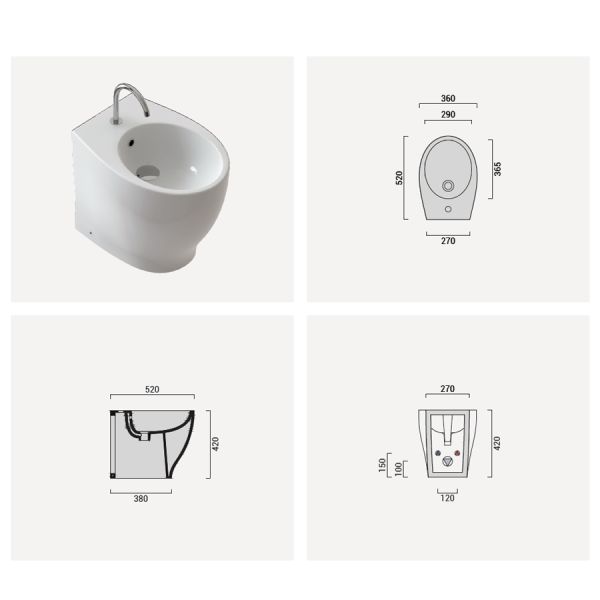 Bidet Moderno Filo Parete  Gran Mascalzone Design Domus Falerii CERAMICHEMIRANDA