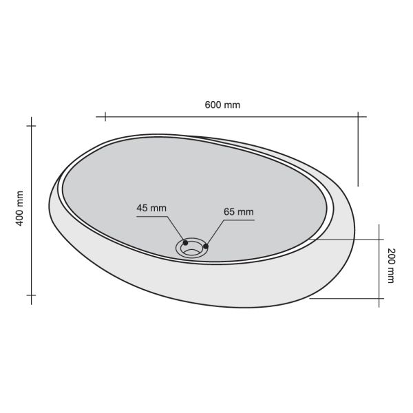 Lavabo Appoggio 40X60 Marmo Bianco Design Boule CERAMICHEMIRANDA