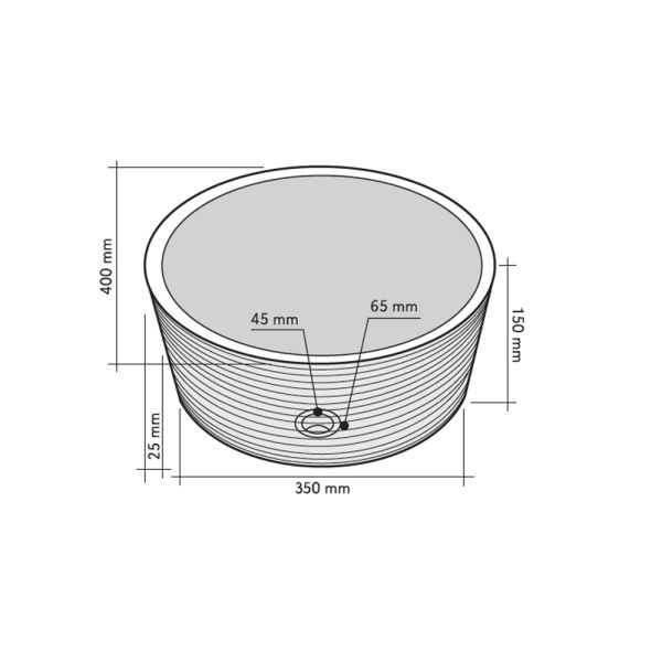 Lavabo Appoggio Marmo Nero Ø 40X15 H Design Cilindro CERAMICHEMIRANDA