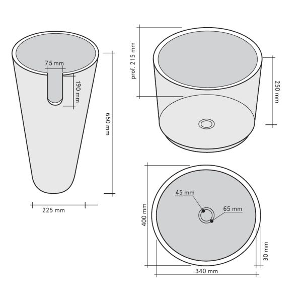 Lavabo Freestanding Ø 40X90 H Marmo Beige Design Conico CERAMICHEMIRANDA