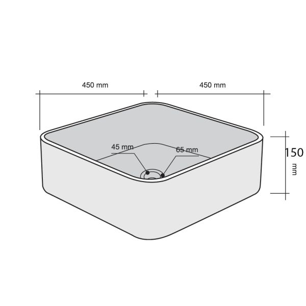 Lavabo Appoggio 45X45 Marmo Bianco Design Moderno CERAMICHEMIRANDA