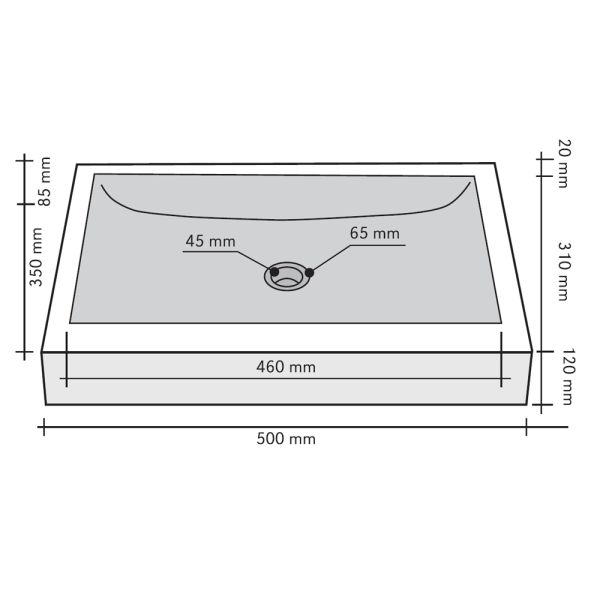 Lavabo Appoggio Marmo Nero 35X50 Design Quadrato CERAMICHEMIRANDA