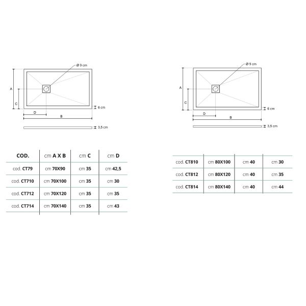 Piatto Doccia Eco Stone City 80x100 Bianco Slim H3,5cm CERAMICHEMIRANDA