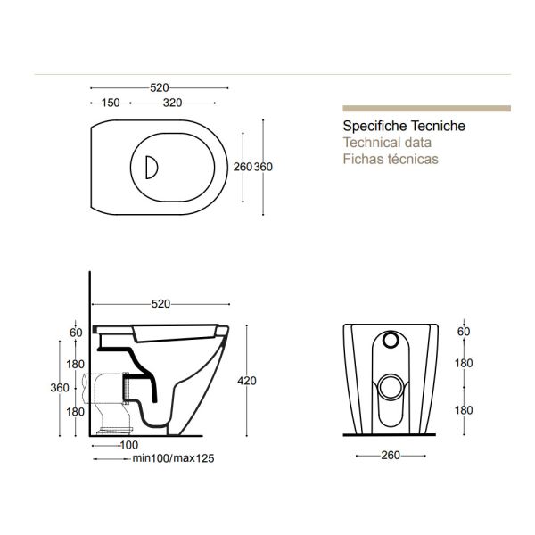 Vaso Rimless Moderno Filo Parete Design Cover  Senza Brida Althea CERAMICHEMIRANDA