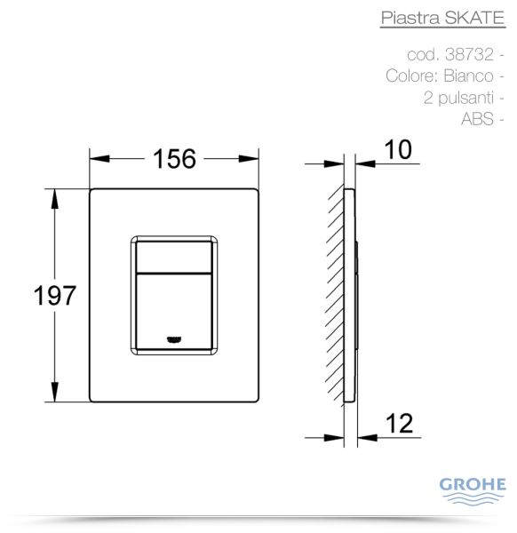 Cassetta Scarico Incasso Grohe 38863000 Completa Piastra Bianca Canotto CERAMICHEMIRANDA