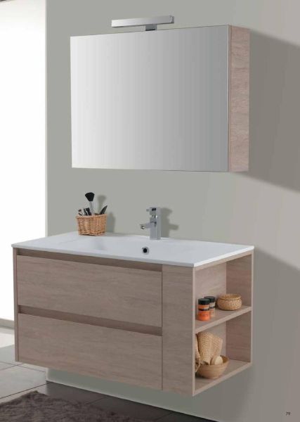 Set Mobile Vano SX Lavabo Specchio Contenitore LED Arredo Bagno Moderno Colorado105 CERAMICHEMIRANDA