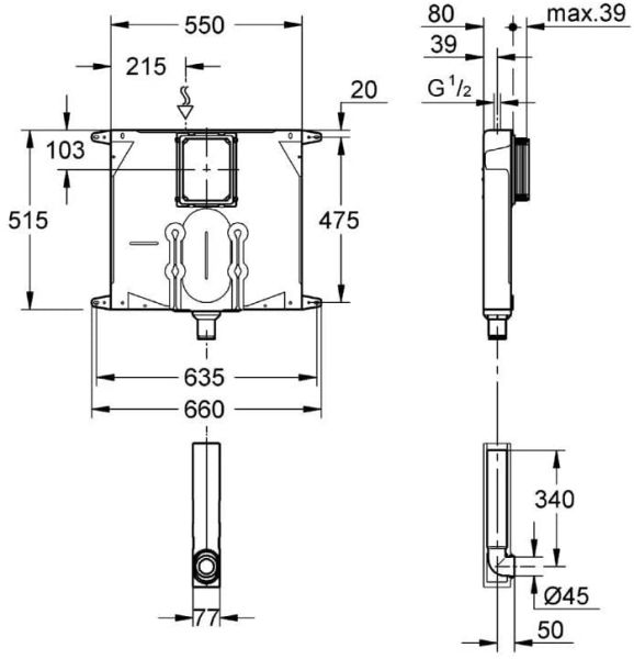 Grohe 38863000 Cassetta di Sciacquo Ad Incasso per WC CERAMICHEMIRANDA
