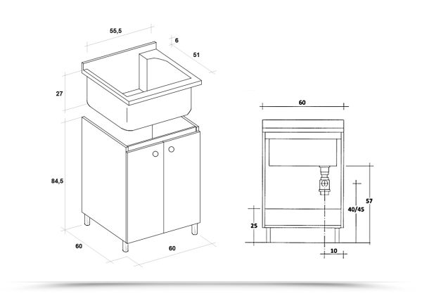 Mobile Lavatoio 60x60 CM Montegrappa Doppia Anta Bianco Opaco CERAMICHEMIRANDA