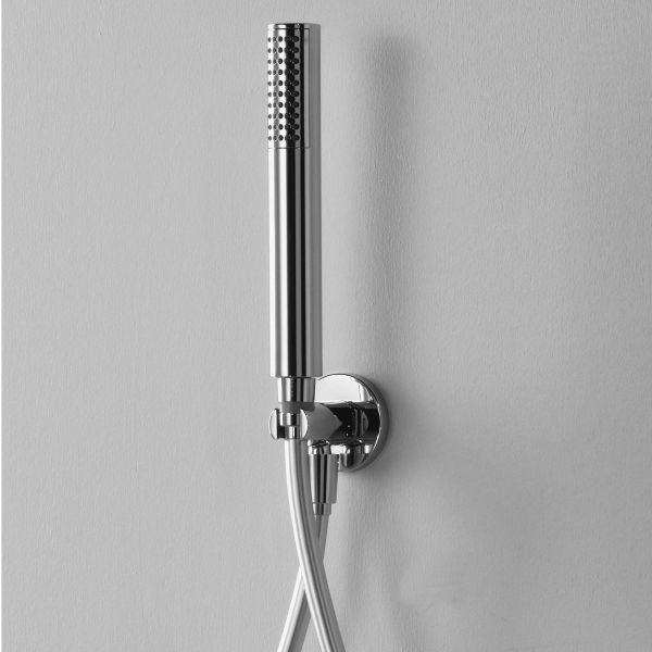 Kit Doccia Rotondo Con Soffione Braccio Doccetta Anticalcare E Presa Acqua Flex Cromo Lucido CERAMICHEMIRANDA