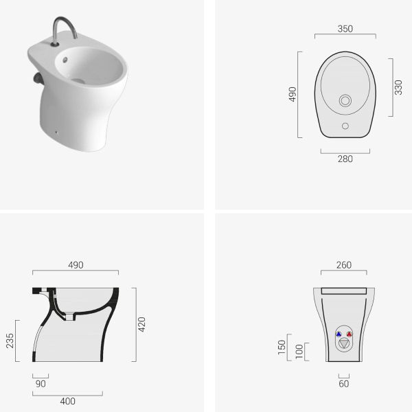 Bidet Moderno A Terra Design Mascalzone Light CERAMICHEMIRANDA