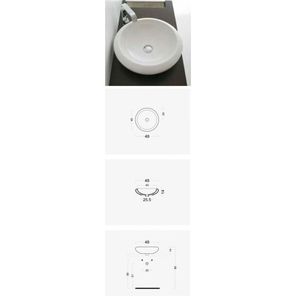 Lavabo Da Appoggio Tondo Cm 48 Congas Design Domus Falerii Arredo Bagno CERAMICHEMIRANDA