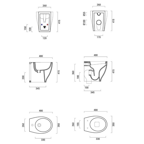 Set Sanitari Coprivaso Ammortizzato Filoparete Moderni Design Mascalzone CERAMICHEMIRANDA
