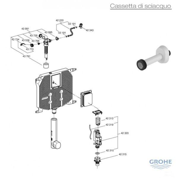 Cassetta Scarico Incasso Grohe 38863000 Completa Piastra Cromo Canotto CERAMICHEMIRANDA