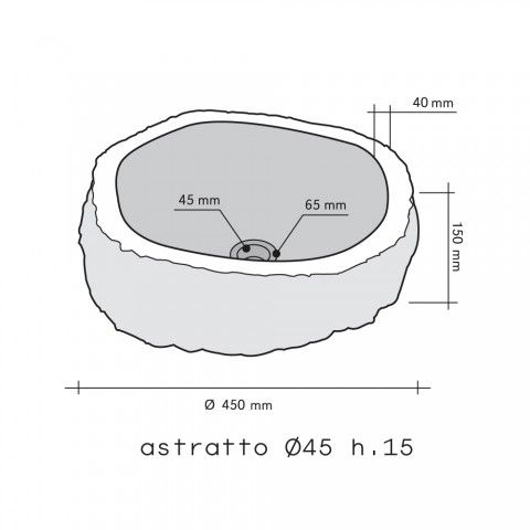 Lavabo Appoggio Ø 45X15 H Marmo Fumè Design Astratto CERAMICHEMIRANDA