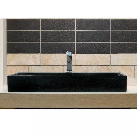 Lavabo Appoggio Marmo Basalto Nero Rettangolo 85x45 CERAMICHEMIRANDA