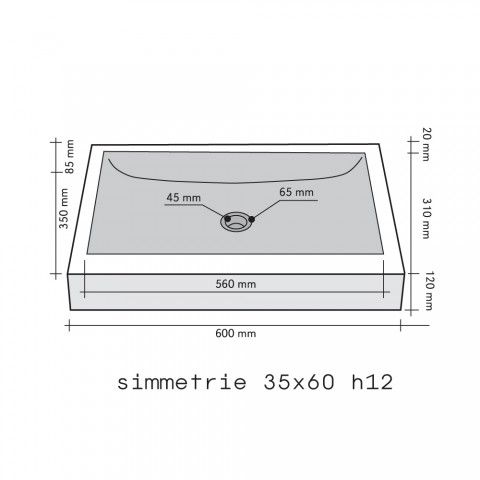 Lavabo Appoggio Marmo Nero 35X60 Design Simmetrie CERAMICHEMIRANDA