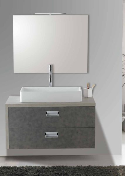 Set Mobile Lavabo Specchio LED Bagno Moderno Cassetti Componibili Dallas100 CERAMICHEMIRANDA