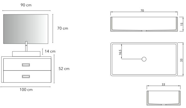 Set Mobile Lavabo Specchio LED Bagno Moderno Cassetti Componibili Dallas100 CERAMICHEMIRANDA