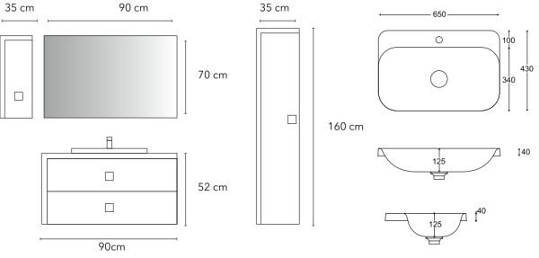 Pensile Moderno Arredo Bagno Dallas90 CERAMICHEMIRANDA