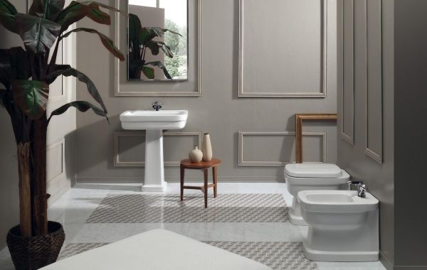 Set Sanitari Vaso Bidet Filo Parete Stile Classico Design Evolution Simas CERAMICHEMIRANDA