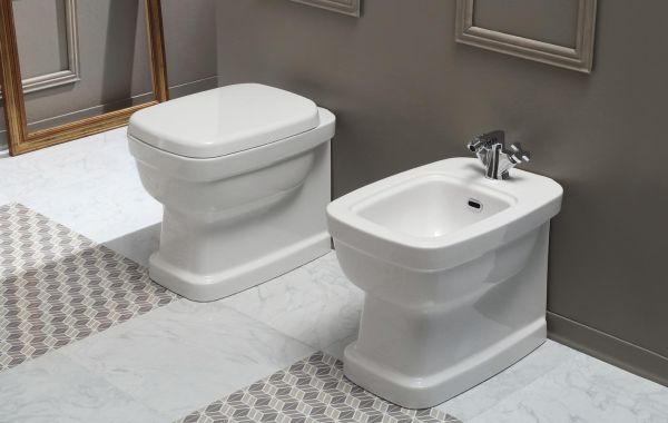 Set Sanitari Vaso Bidet Filo Parete Stile Classico Design Evolution Simas CERAMICHEMIRANDA