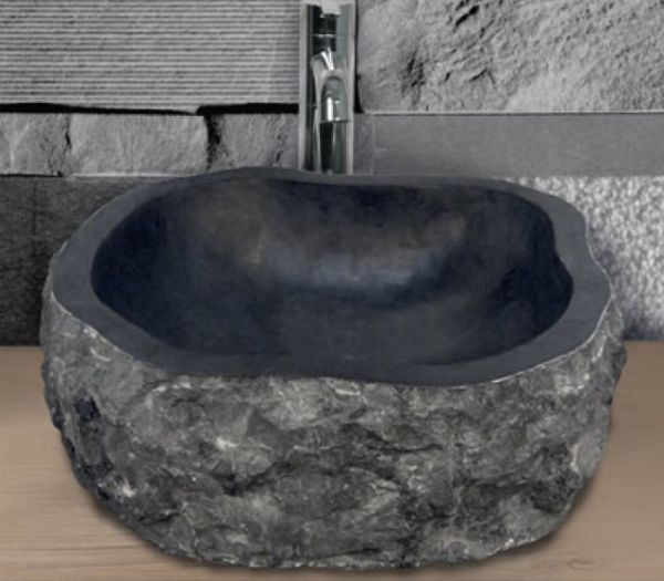 Lavabo Appoggio Ø 45X15 H Marmo Nero Design Astratto CERAMICHEMIRANDA