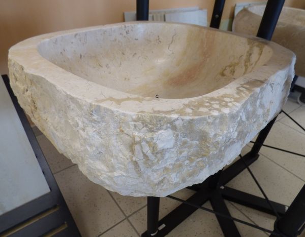 Lavabo Appoggio Ø 45X15 H Marmo Beige Design Astratto CERAMICHEMIRANDA