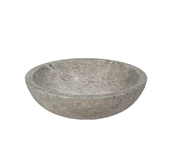 Lavabo Appoggio Ø45x15H cm Marmo Grigio Design Tondo CERAMICHEMIRANDA