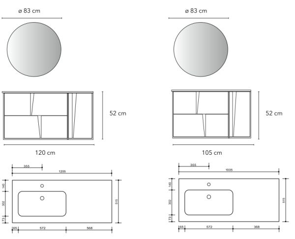 Set Mobile Lavabo Specchio LED Arredo Bagno Moderno Philadelphia105 CERAMICHEMIRANDA
