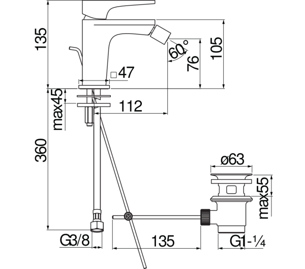 Rubinetto Bidet Seven Nobili Arredo Bagno Moderno CERAMICHEMIRANDA