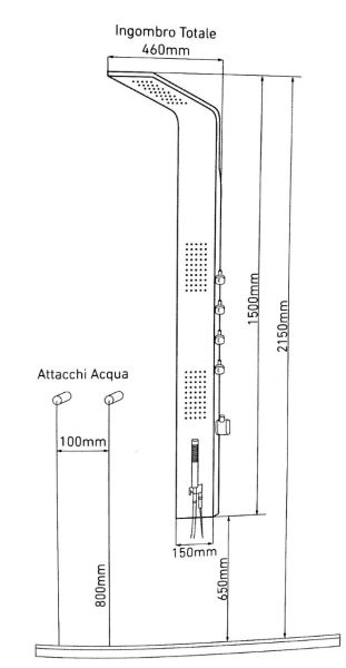 Pannello Doccia Rio Acciaio Inox Brush Super Slim 150x15cm CERAMICHEMIRANDA
