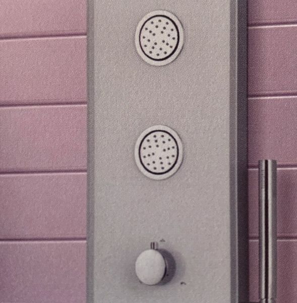 Pannello Doccia Yukon Alluminio E Cristallo Bianco Soffione Orientabile 150x22cm CERAMICHEMIRANDA