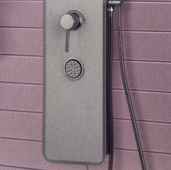 Pannello Doccia Yukon Alluminio E Cristallo Bianco Soffione Orientabile 150x22cm CERAMICHEMIRANDA