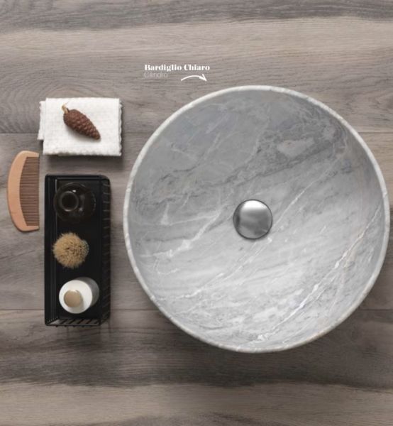 Lavabo Appoggio Marmo Bardiglio Chiaro Cilindro Ø.40 h.18 CERAMICHEMIRANDA