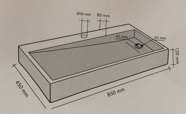 Lavabo Appoggio 85x45 Marmo Onice Design Rettangolo CERAMICHEMIRANDA
